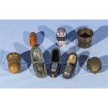 A collection of early silver thimbles and others