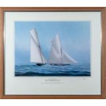 A large framed print 'The America's Cup 1885 Puritan defeats Genesta' 68cm x 78cm