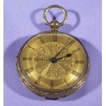 A small 18ct gold pocket watch, makers mark J&JH