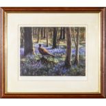 Julian Friers - A small oak framed proof print 'Bluebells' image size 20cm x 25cm