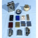 A collection of vintage cigarette lighters