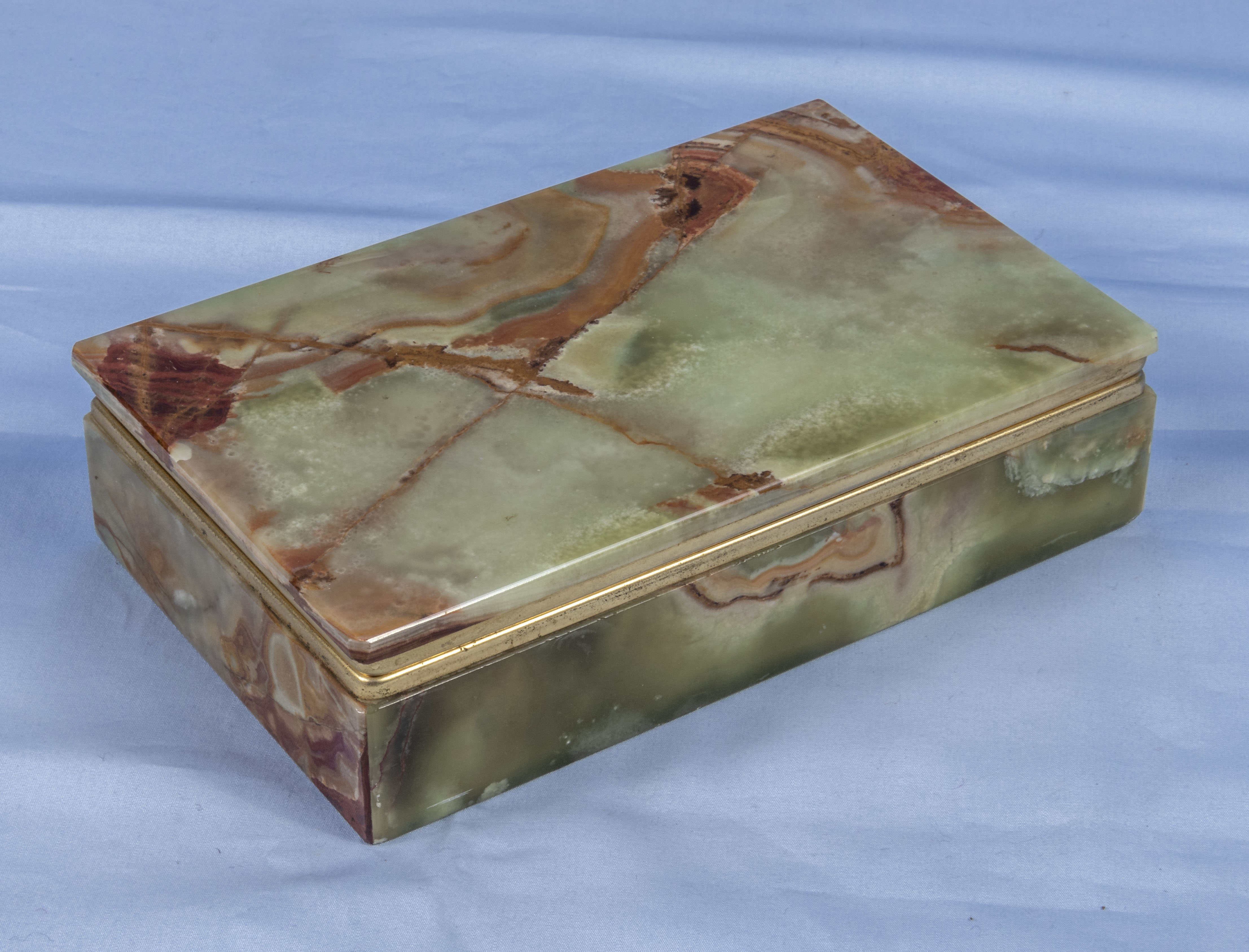 Three cigarette boxes, Liberty pewter, onyx and a painted Deco box - Image 10 of 11