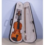 New full-size violin and bow in fitted case