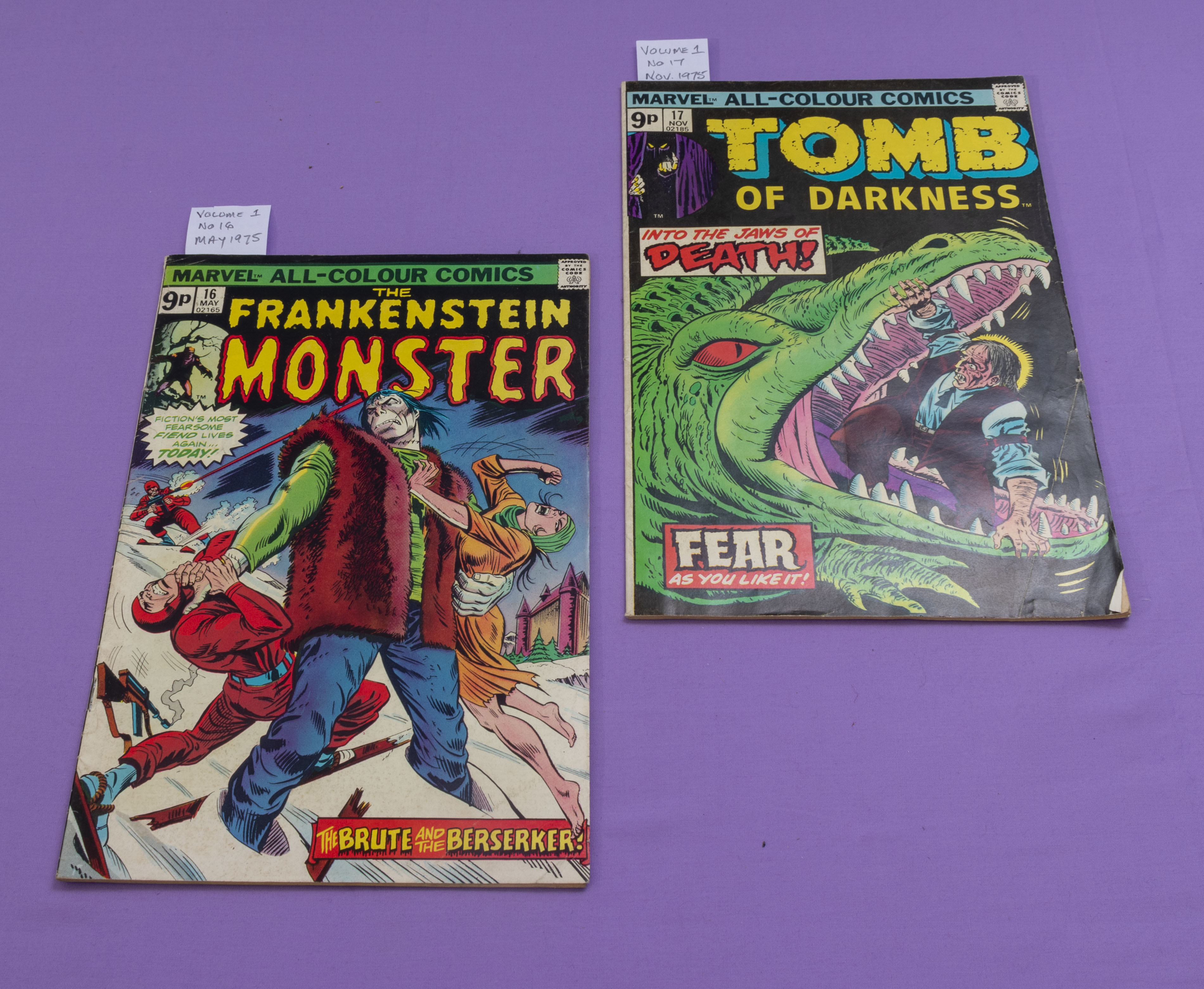 2 Marvel comics No.17 Nov. 1975 (Tomb of Darkness) No.16 May 1975 Frankenstein
