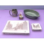 A Denby pottery serving dish, tankard and Hawick place mats