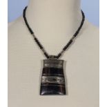 Tuareg ebony/silver pendant necklace from Mali/Niger border