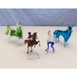 Four Murano glass horses