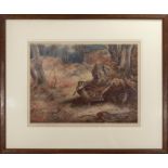 A framed signed print by Archibald Thorburn depicting Woodcocks, image size 28cm x 38cm