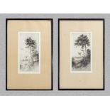 A pair of drypoint etchings titles Head of Loch Lomond and Scotch Firs by James McArdle. James