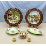 Five pieces of Carlton Ware and t framed pottery plates