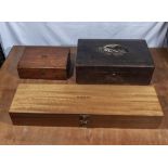 A mahogany box, a writing slope and a document box