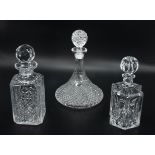 Three glass decanters