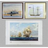 Three framed prints, 'The Rendevous Submarine HMS Renown with RFA Fort Austin' 'HMS Pickle' and 'HMS
