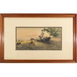 A framed print depicting a rural scene by William Dalgliesh, image size 15cm x 30cm