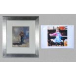Kate Philp - Northumberland artist - a framed original acrylic depicting a small boy with a scooter,