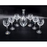 A set of six Catherine goblets together with a glass decanter