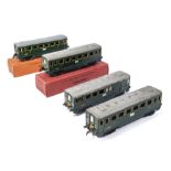 Four French Hornby O gauge carriages
