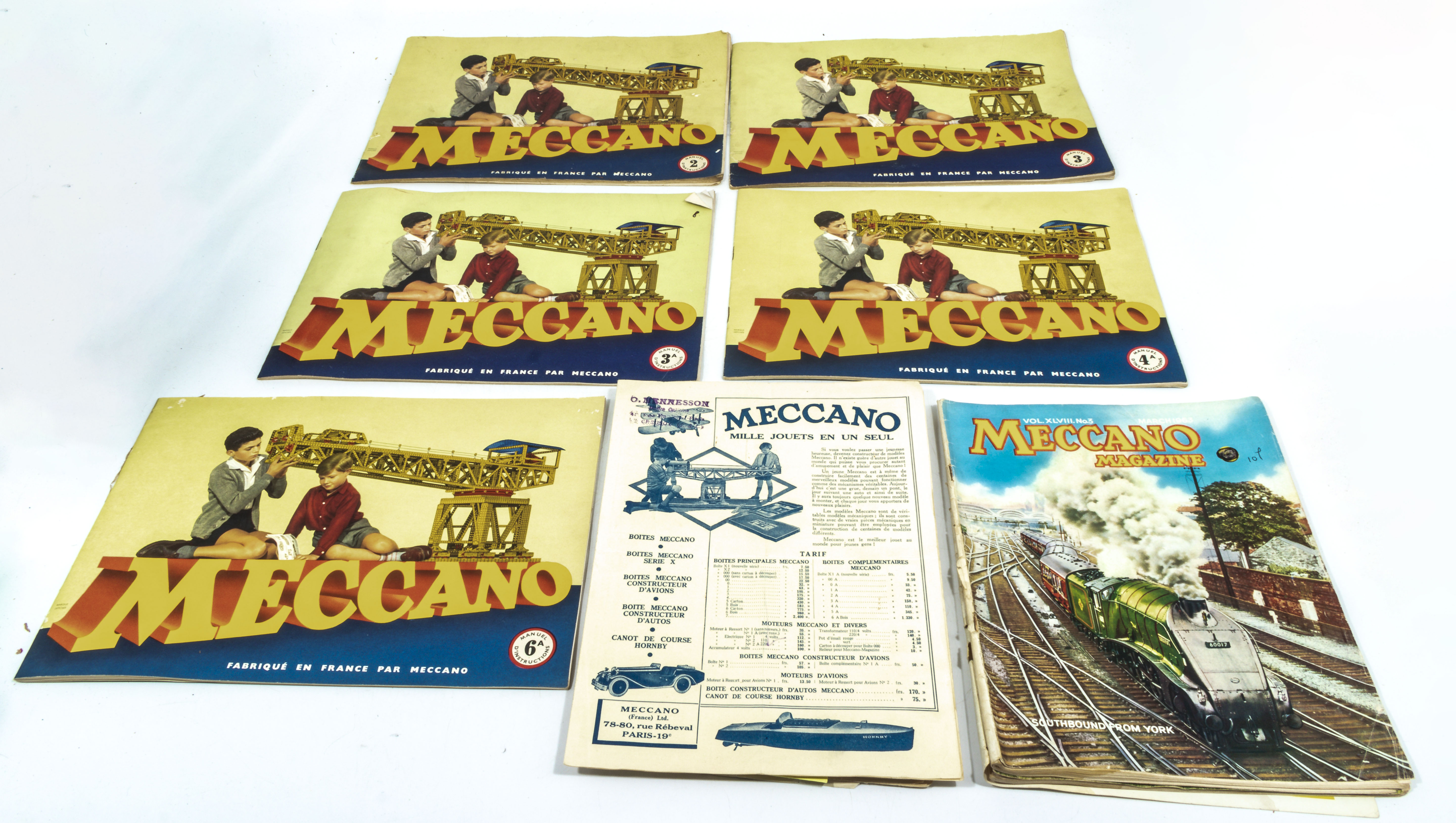 Seven 1950/60's Meccano catalogues