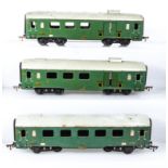 French JEP O gauge SNCF three carriages 1st/2nd class, 3rd class and baggage