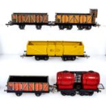 Vintage JEP O gauge railroading wagons, open freight wagon and a double bogie wine wagon