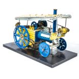 A working Meccano electric model of a traction engine, 33cm long x 21cm tall