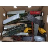 A box containing Hornby and JEP coaches and wagon spares and parts