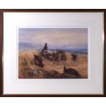 Archibald Thorburn - framed limited edition coloured print Nest of game birds on open grassland #