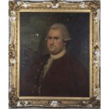 A gilt framed oil on canvas portrait possibly Duncan Stewart of Ardsheal, label verso 93cm x 80cm.