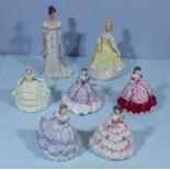 Five Royal Doulton figures and two others
