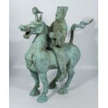 Large Han Dynasty (202BC-220AD) style bronze Horse and Rider