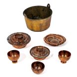 A selection of copper and brass ware