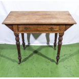 A Victorian pine side table with drawer Provenance: Being the property of the late Kenneth Moncreiff