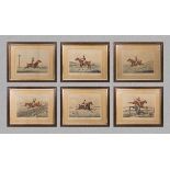 A set of six oak framed sporting engravings. Provenance: Being the property of the late Kenneth