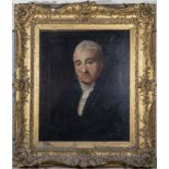 Gilt framed oil on canvas portrait of Duncan Stewart of Glenbuckie, label verso 90cm x