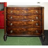 A Willian 4th mahogany chest of four drawers, reeded column sides, on turned feet. Provenance: Being