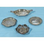 Three silver pin dishes and one other