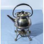 A silver plated spirit kettle