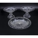 Pair of 19th century cut glass comports and a matching bowl