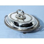 A silver plated tureen with two inserts and lid