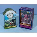 A Bradford pottery clock featuring The Flying Scotsman and a wind up Pierot Dancing Clown