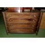 A William 4th mahogany chest of four drawers with reeded column sides, on turned feet. Provenance: