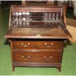 A mahogany bureau with fitted interior