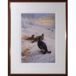 Archibald Thorburn - framed limited edition coloured print Black Grouse in Snow #53/850 image size