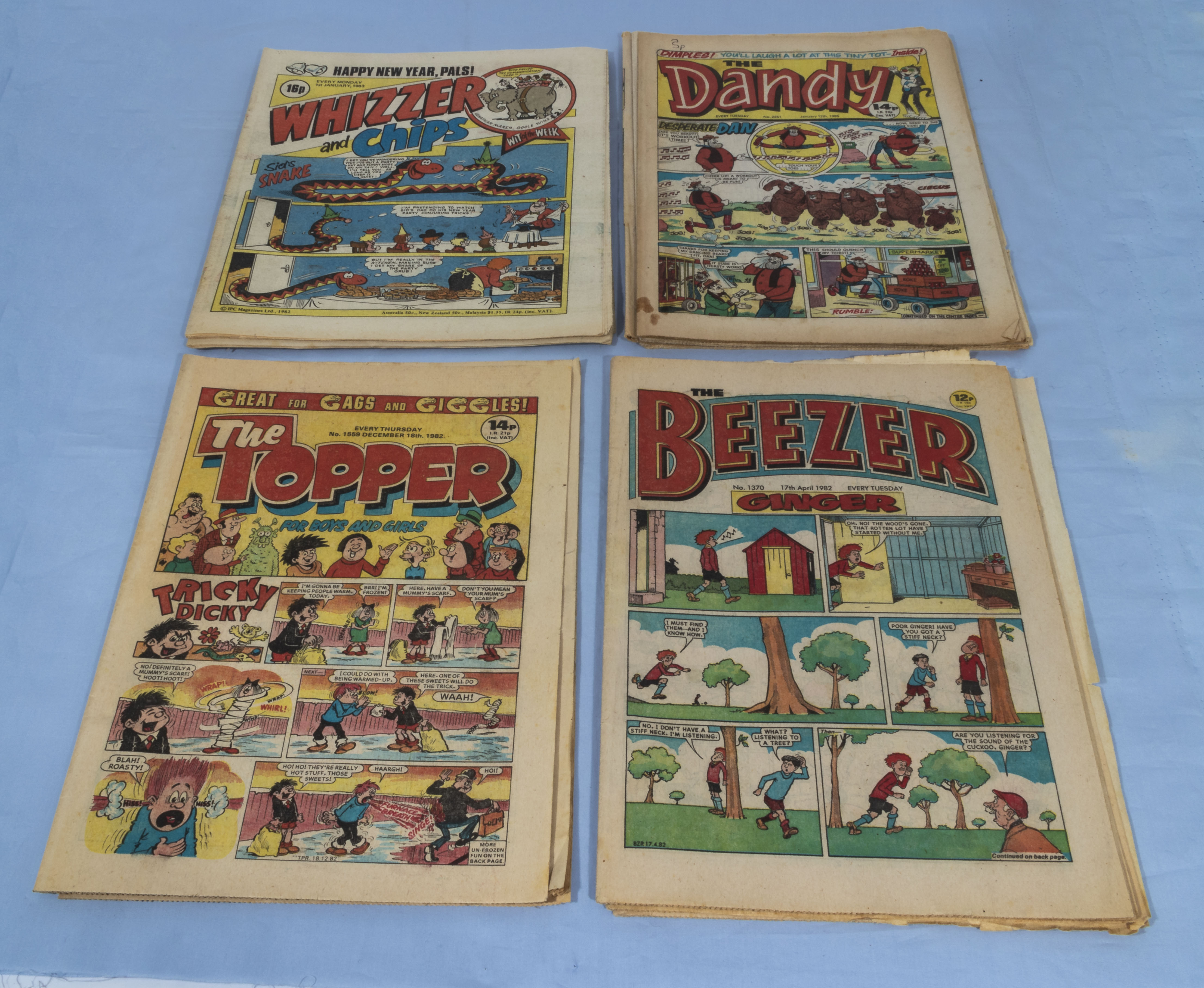 19 Vintage 1980's comics-Dandy, Beezer, Topper, Buster, Wheezer, Whoopee, Hotspur