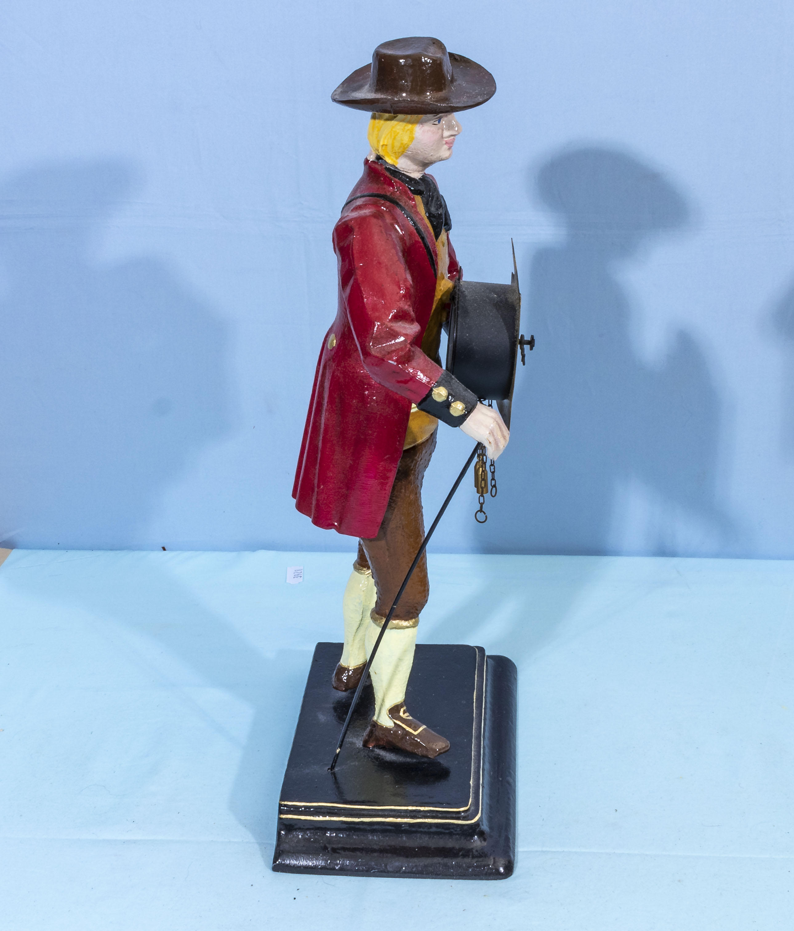 Vintage JVE Dutch Cast Iron Figure Clock Seller Man - Image 4 of 5