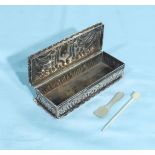 A small silver box, stamps for Birmingham 1911, maker W.N. 10cm long, 76gm
