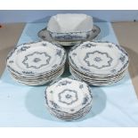 Chelsea ware dinner plates, tea plates and a serving dish