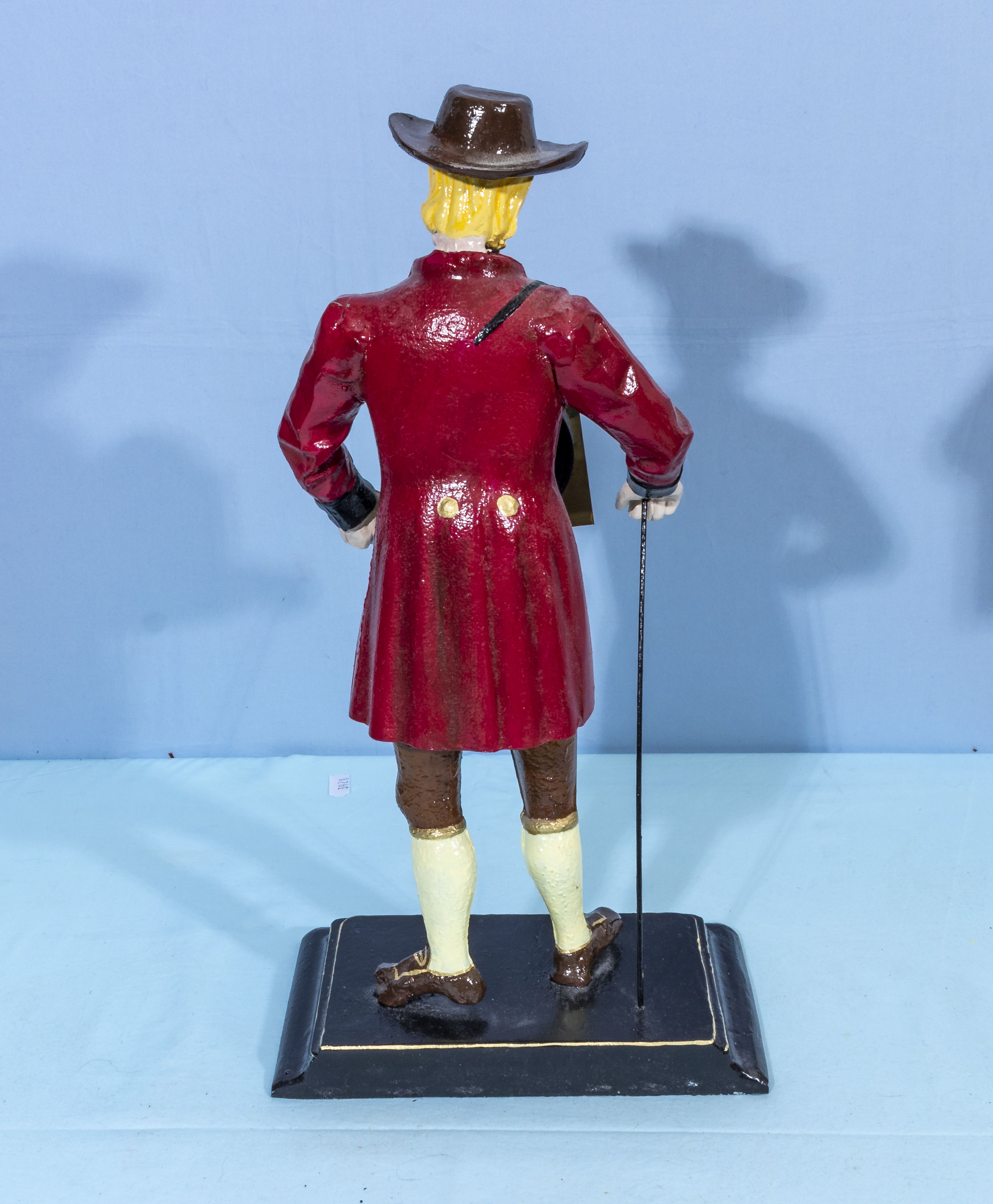 Vintage JVE Dutch Cast Iron Figure Clock Seller Man - Image 3 of 5