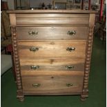 A Victorian beech wood chest with half-column front decoration.