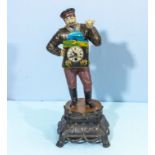 Vintage JVE Dutch Cast Iron Figure Clock Seller Man